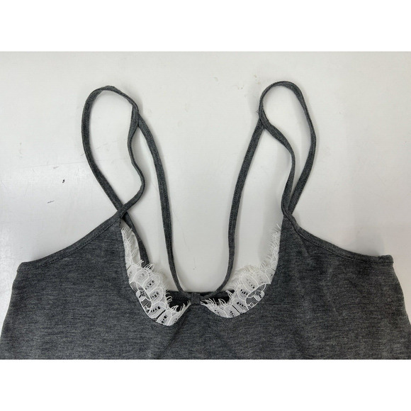 Womens Express Tank Top Size XS Gray Spaghetti Strap Lace Neckline Cami - Picture 2 of 9
